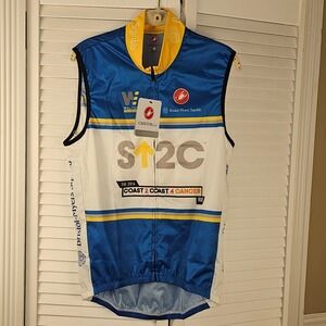 NWT Castelli Mens Stand Up To Cancer Wind Vest Full Zip Large Cycling Jersey‎